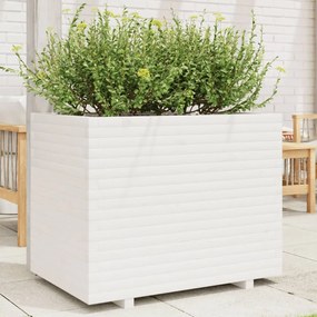 Fioriera Da Giardino Bianca 90x60x72,5cm Legno Massello Di Pino /