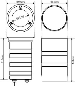 Faro Carrabile GU10 IP67 Orientabile INOX 304 Doppio Pressacavo - Antracite