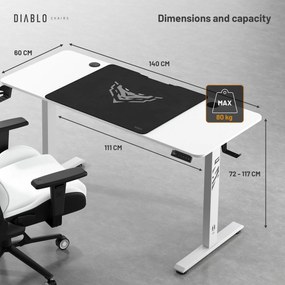 Scrivania Regolabile in Altezza Diablo X-Tensio 1400 Bianco