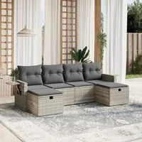 Set Divano da Giardino 6pz con Cuscini Grigio Chiaro Polyrattan 3263858