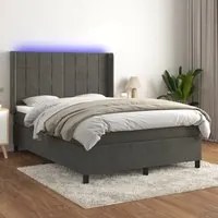 Letto a Molle con Materasso e LED Grigio Scuro 140x200 cm 3139566