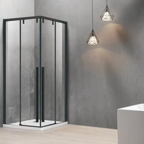 Kamalu - Box doccia 80x120 profilo nero doppio scorrevole vetro 8mm | KSA1000B