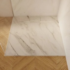 Piatto doccia SENSEA in composito minerale di resina gelificata Neo bianco L 100 x L 100 x H 2.7 cm opaco effetto marmo