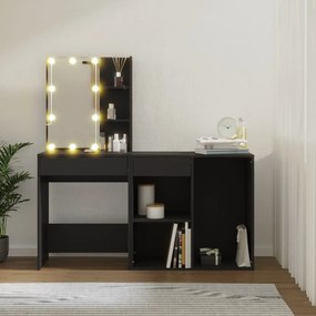 Toeletta con led e armadietto in legno multistrato nero