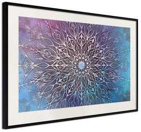 Poster  Blue and Pink Mandala  Cornice Quadri Cornice nera con pass-partout, Larghezza x Altezza Home decor 45x30