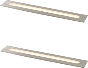 Set di 2 faretti da terra moderni in acciaio 50 cm LED inclusi IP65 - Eline