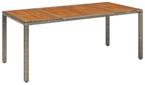 Tavolo da giardino piano in legno grigio 190x90x75cm polyrattan
