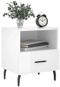 Comodini 2 pz Bianco Lucido 40x35x47,5 cm in Legno Multistrato