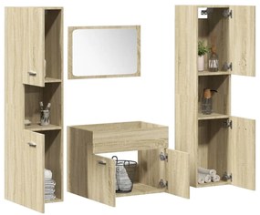 Set Mobili Da Bagno 4 Pz Rovere Sonoma İn Legno Multistrato /