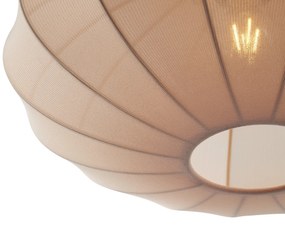 Lampada a sospensione Japandi nera con paralume in tessuto marrone - Bida