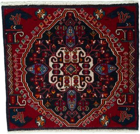 Shiraz Tappeto 60 x 50 Rosso (Iran) Annodato A Mano