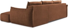 Divano angolare color terracotta allungabile (con penisola a destra/con chaise lounge) Leila – Makamii