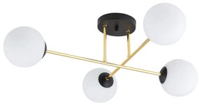 Lampadario da Soffitto MAGNUM 4 in Acciaio e Vetro 4xE14 Colore del corpo Nero e Oro