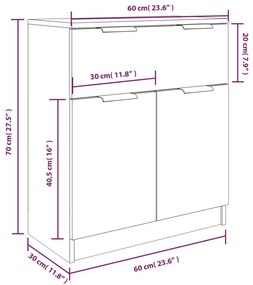 Credenze 3 pz Rovere Sonoma in Legno Multistrato