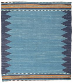 Kilim Tappeto 90x80 Blu (Iran) Tessuto A Mano