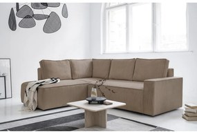Divano letto angolare in velluto a coste beige Brave Dave - Miuform
