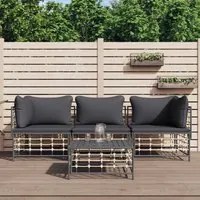 Set Divani da Giardino 4 pz con Cuscini Antracite in Polyrattancod mxl 76560