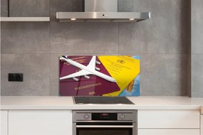 Pannello paraschizzi cucina Mappa del passaporto dell'aeroplano 100x50 cm