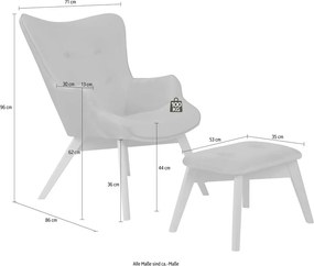Poltrona con poggiapiedi marrone chiaro con rivestimento in velluto Niko – Ropez