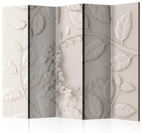 Paravento separè Fiori di carta (crema) II - motivi in ​​stile vegetale su sfondo beige