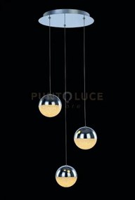 Atomo, lampada a sospensione 3 luci, cromo, led 3000k 720lm 14,4w, ...