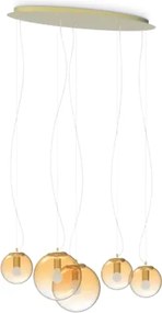 Mapa clear lampadario sospeso in vetro ambra sfumato 5 luci attacco...