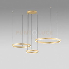 Criseide s/3d - lampadario a sospensione 3 luci oro a led dimmerabi...