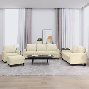 Set Di Divani 4 Pz Con Cuscini Crema İn Similpelle /