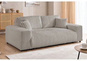 Divano grigio chiaro con rivestimento in velluto a coste 178 cm Justin – Ropez