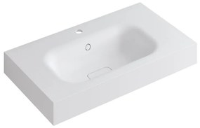 Lavabo integrale rettangolare vasca centrale L 80.5 x H 15 x P 46 cm in resina bianco opaco