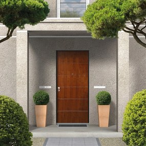 Porta blindata MASTER Great L 90 x H 210 cm in legno noce, apertura spingere a destra, falso telaio incluso