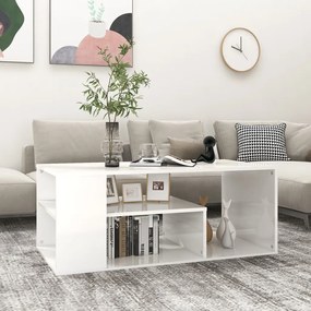 Tavolino Da Salotto Bianco Lucido 100x50x40cm Legno Multistrato /