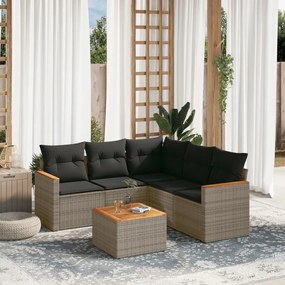 Set divano da giardino 6 pz con cuscini grigio in polyrattan