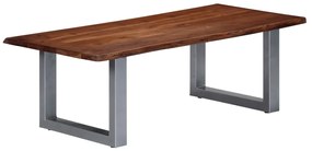 Tavolino Da Salotto Con Bordi Vivi 115x60x40 Cm Massello Acacia /