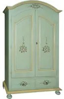 armadio classico 2 ante shabby legno verde con decori 125x61x200 - Mobili 2G