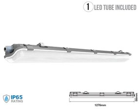 Plafoniera 120cm Con 2 Tubi Led Da 18W Incluso Bianco Neutro 4000K IP65 Tri Proof Led Lamp Light SKU-6387