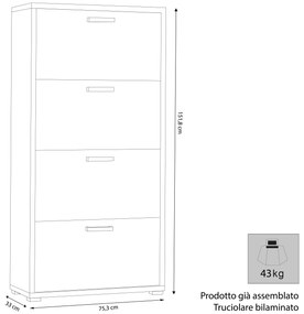 SPINE - scarpiera 4 ante a ribalta