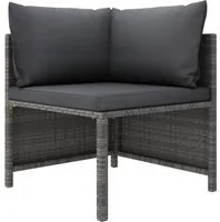 Divano ad Angolo Modulare con Cuscini in Polyrattan Grigio 313493