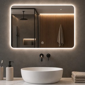 Specchio Rettangolare 70x50 cm con LED 3 Colori Dimmerabile Pulsante Touch...