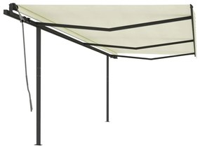 Tenda Da Sole Retrattile Automatica Con Pali 6x3 M Crema /