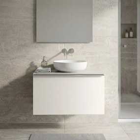 Mobile da bagno sospeso sotto lavabo Pixel plain 1 cassetto L 60 x H 40 x P 45.5 cm bianco laccato opaco, con maniglia alluminio brillante