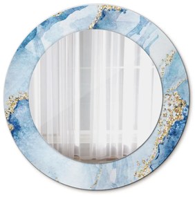 Specchio rotondo stampato Oro di marmo blu fi 50 cm