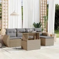 Set Divano da Giardino 6 pz con Cuscini Beige in Polyrattan 3268499