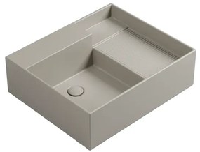 Lavabo da appoggio Nobu COLAVENE rettangolare piletta non inclusa in ceramica L 60 x H 21 x P 50 cm beige opaco piletta non inclusa