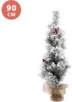 Albero di Natale innevato 90 cm con base in juta