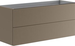Cassettiera Opera con 2 cassetti, cannettato laccato opaco nocciola L119,5 H50 P45,5 cm