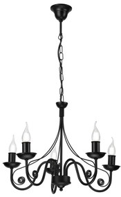 Lampadario a sospensione con catena DONATO 5xE14/40W/230V nero