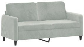 Set di divani 2 pz con cuscini grigio chiaro in velluto