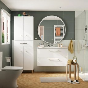 Mobile bagno sospeso con lavabo L 100 x H 57,7 x P 45 cm bianco truciolare 2 cassetti | Remix