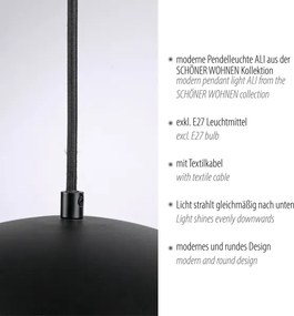 Schöner Wohnen 11728-18 - Lampada a sospensione ALI su cavo 1xE27/25W/230V Ø 38 cm nero